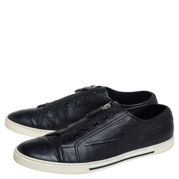 Pre Owned Louis Vuitton Black Leather Low Top Sneakers Size 44.5 