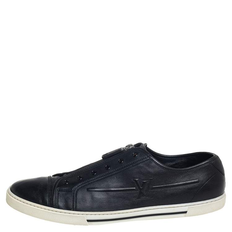 Pre Owned Louis Vuitton Black Leather Low Top Sneakers Size 44.5 