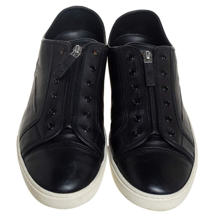 Pre Owned Louis Vuitton Black Leather Low Top Sneakers Size 44.5 