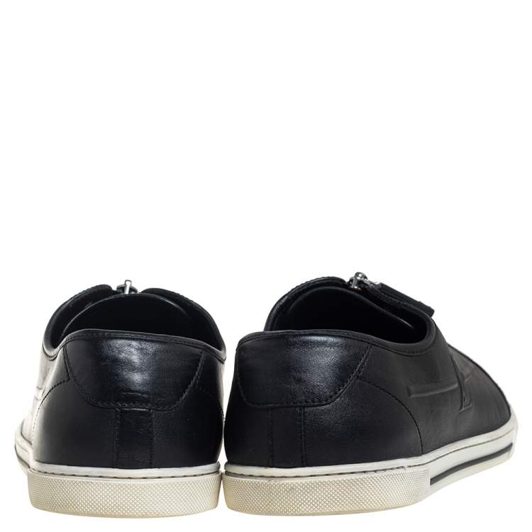 Pre Owned Louis Vuitton Black Leather Low Top Sneakers Size 44.5 