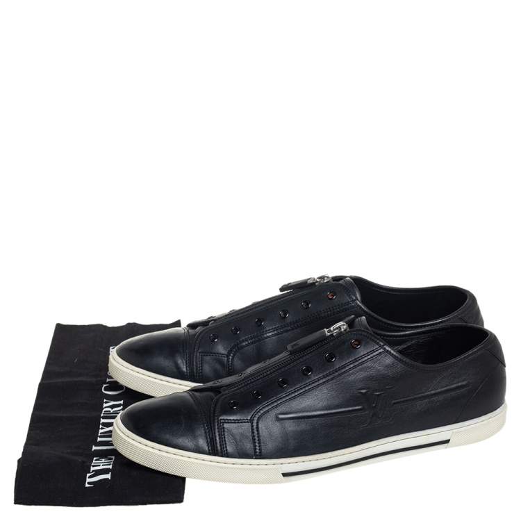 Pre Owned Louis Vuitton Black Leather Low Top Sneakers Size 44.5 