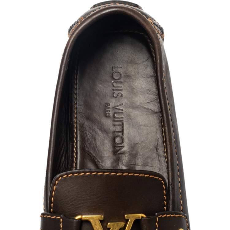 Pre Owned Louis Vuitton Brown Leather Monte Carlo Loafers Size 44