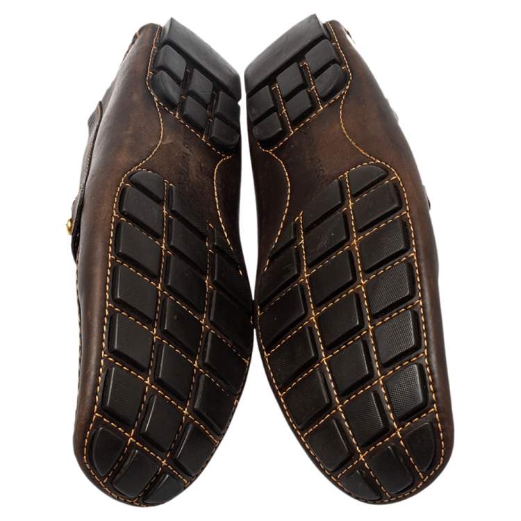 Pre Owned Louis Vuitton Brown Leather Monte Carlo Loafers Size 44
