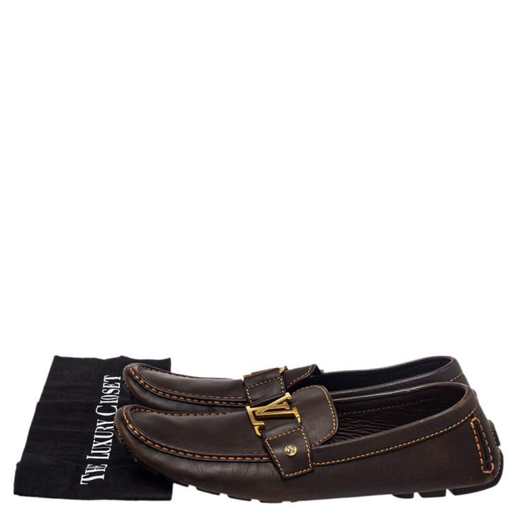 Pre Owned Louis Vuitton Brown Leather Monte Carlo Loafers Size 44