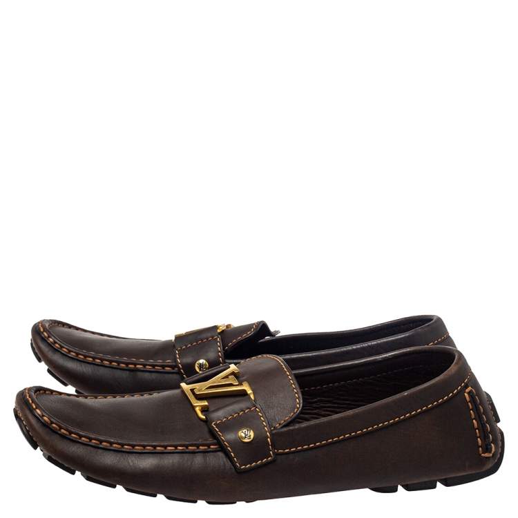 Pre Owned Louis Vuitton Brown Leather Monte Carlo Loafers Size 44