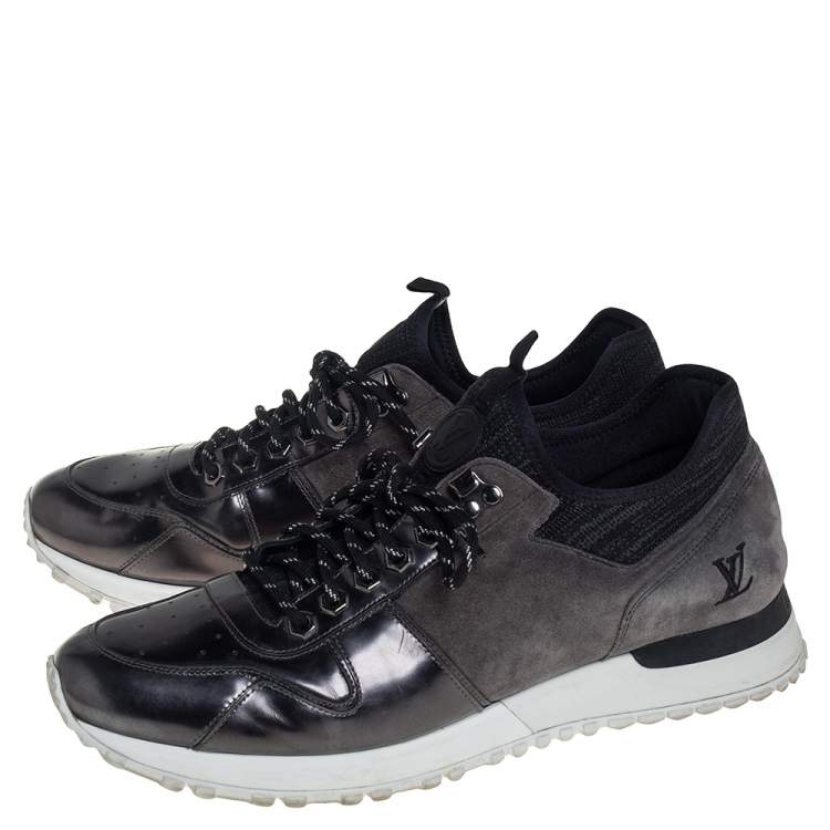 Pre Owned Louis Vuitton Black/Grey Patent Leather And Suede Runner Sneakers Size 42.5