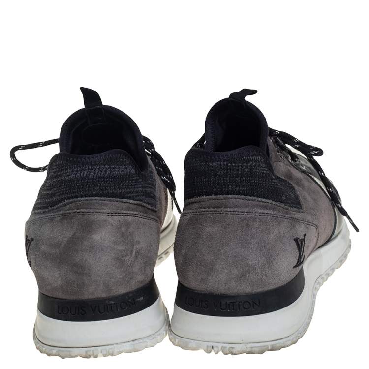Pre Owned Louis Vuitton Black/Grey Patent Leather And Suede Runner Sneakers Size 42.5