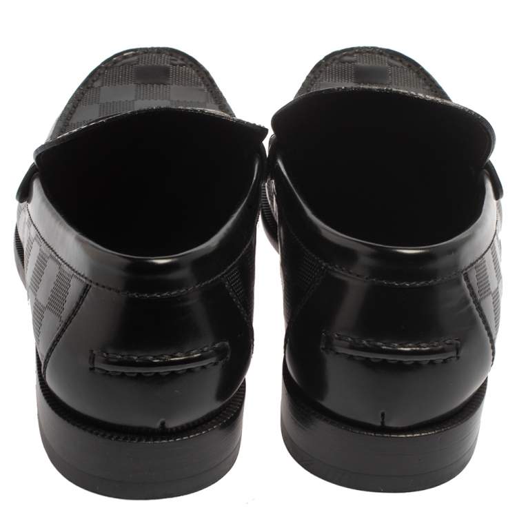 Pre Owned  Louis Vuitton Black Damier Santiago Loafers Size 41