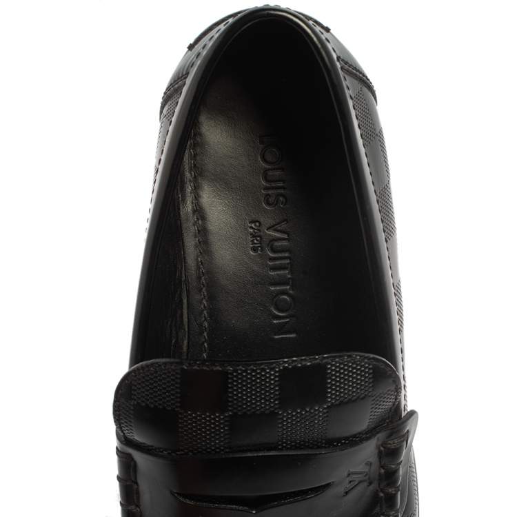 Pre Owned  Louis Vuitton Black Damier Santiago Loafers Size 41