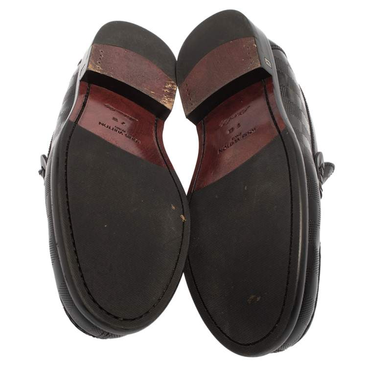 Pre Owned  Louis Vuitton Black Damier Santiago Loafers Size 41
