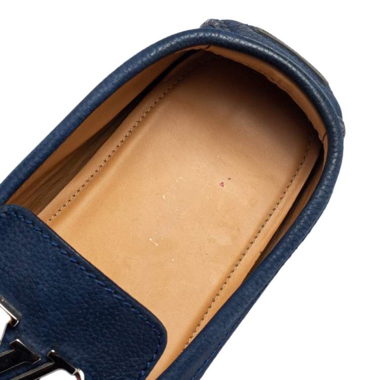 Pre Owned Louis Vuitton Blue Suede Monte Carlo Loafers Size 41.5
