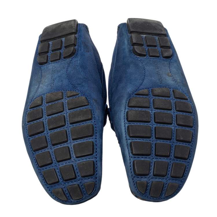 Pre Owned Louis Vuitton Blue Suede Monte Carlo Loafers Size 41.5