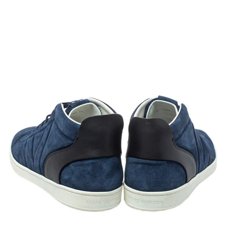 Pre Owned Louis Vuitton Blue/Black Suede And Leather Fuselage High Top Sneakers Size 44
