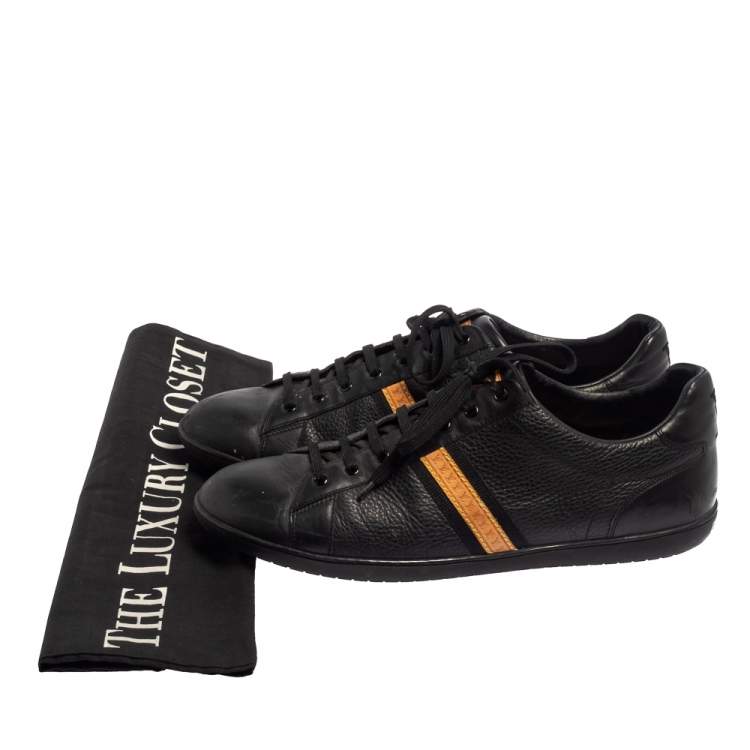 Pre Owned Louis Vuitton Black  Leather Low Top Sneakers Size 45