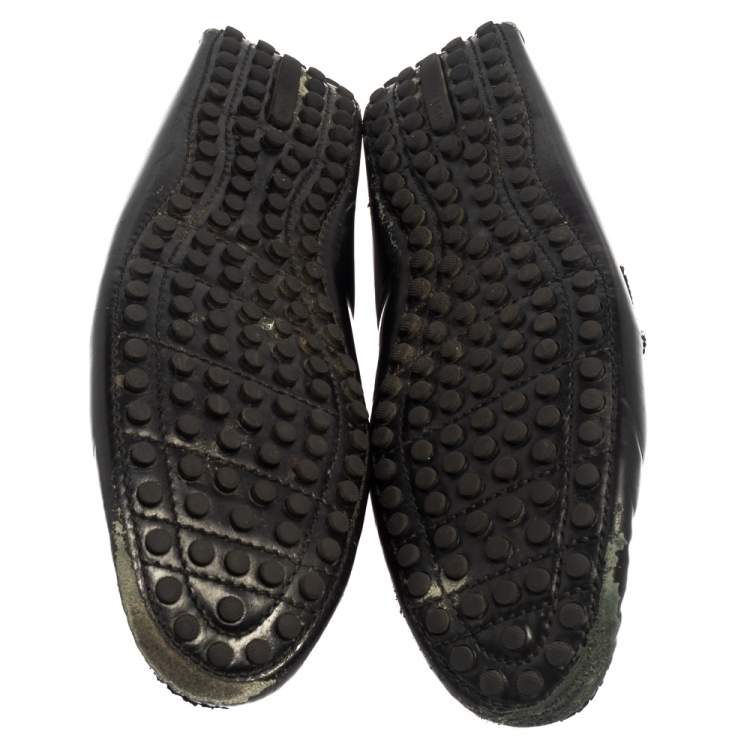 Pre Owned Louis Vuitton Black Leather Hockenheim Slip On Loafers Size 43.5