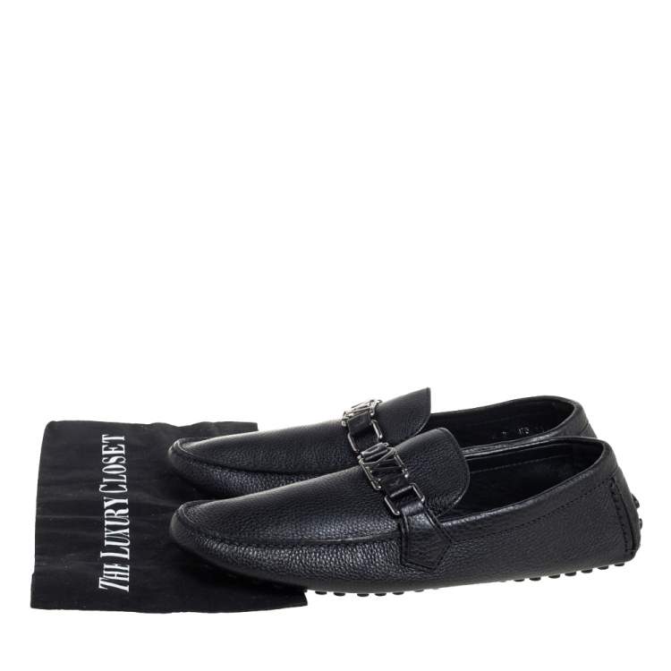 Pre Owned Louis Vuitton Black Hockenheim Slip On Loafers Size 43