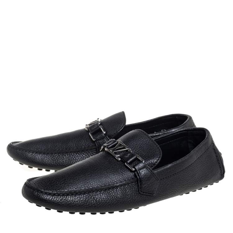 Pre Owned Louis Vuitton Black Hockenheim Slip On Loafers Size 43