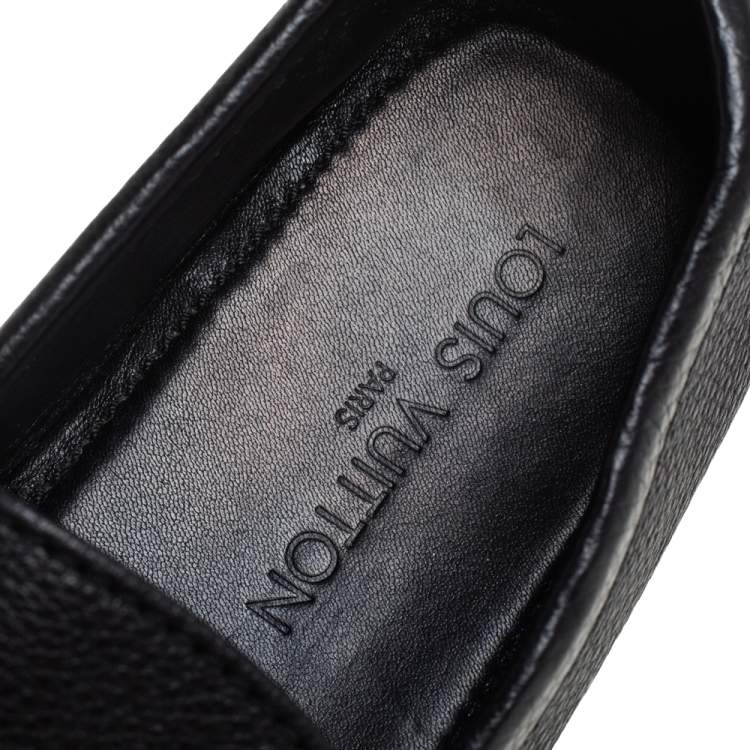 Pre Owned Louis Vuitton Black Hockenheim Slip On Loafers Size 43
