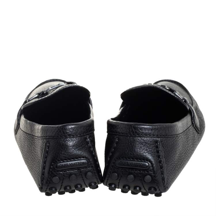 Pre Owned Louis Vuitton Black Hockenheim Slip On Loafers Size 43