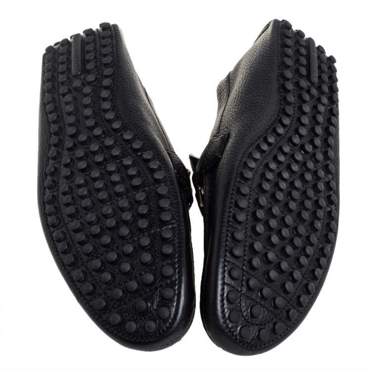 Pre Owned Louis Vuitton Black Hockenheim Slip On Loafers Size 43
