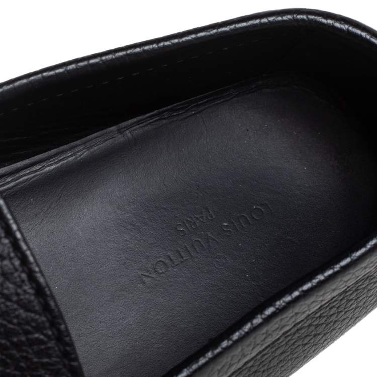 Pre Owned Louis Vuitton Black Leather Monte Carlo Slip On Loafers Size 42.5
