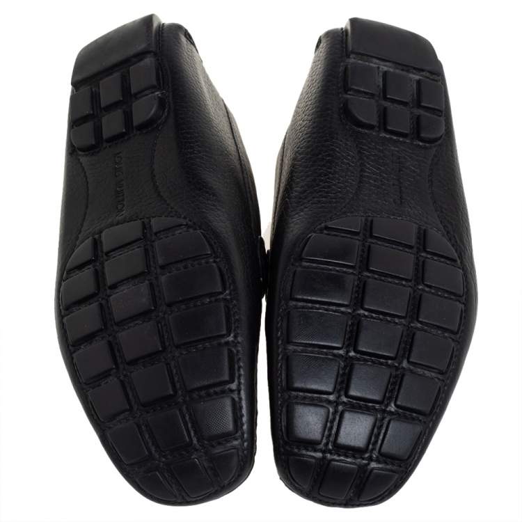 Pre Owned Louis Vuitton Black Leather Monte Carlo Slip On Loafers Size 42.5