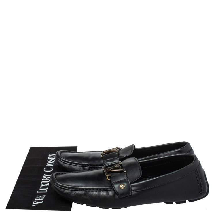 Pre Owned Louis Vuitton Black Leather Monte Carlo Loafers Size 42.5