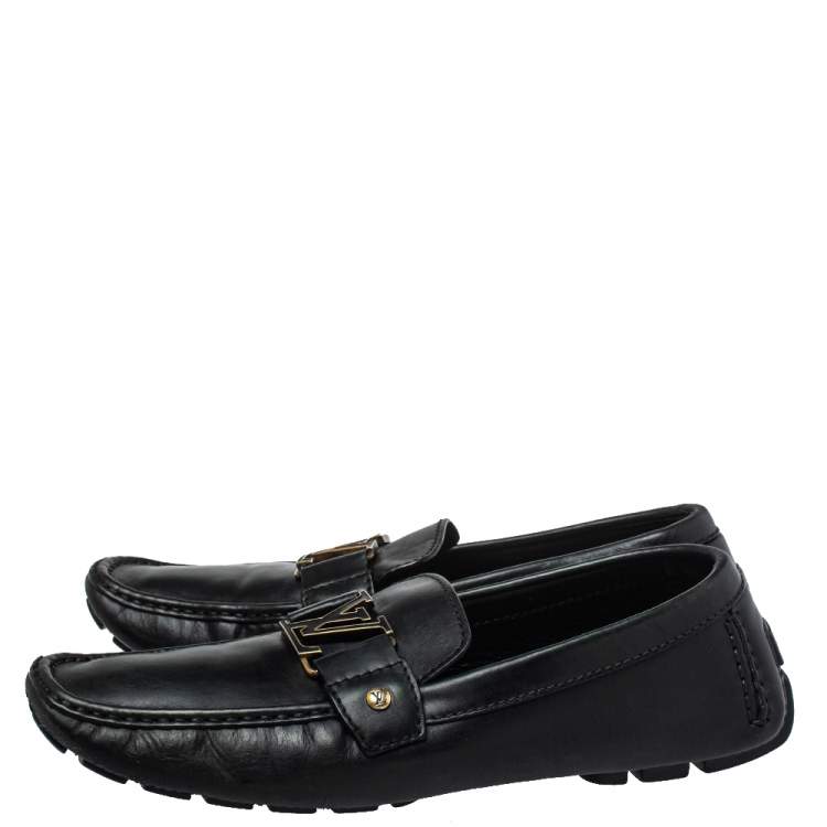 Pre Owned Louis Vuitton Black Leather Monte Carlo Loafers Size 42.5