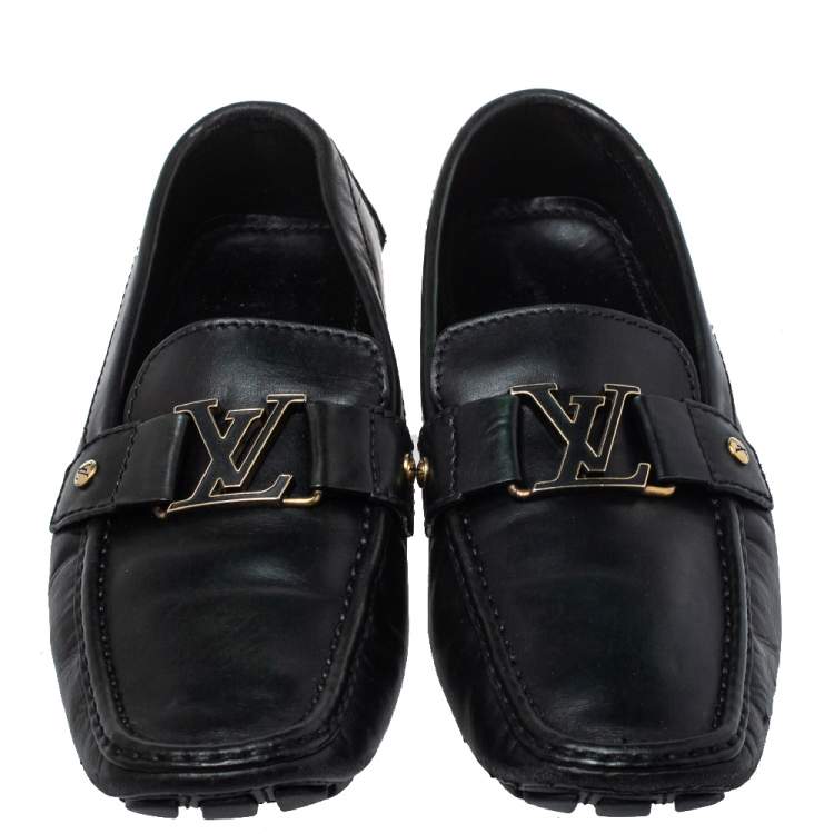 Pre Owned Louis Vuitton Black Leather Monte Carlo Loafers Size 42.5