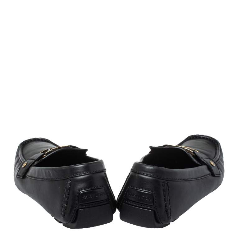 Pre Owned Louis Vuitton Black Leather Monte Carlo Loafers Size 42.5