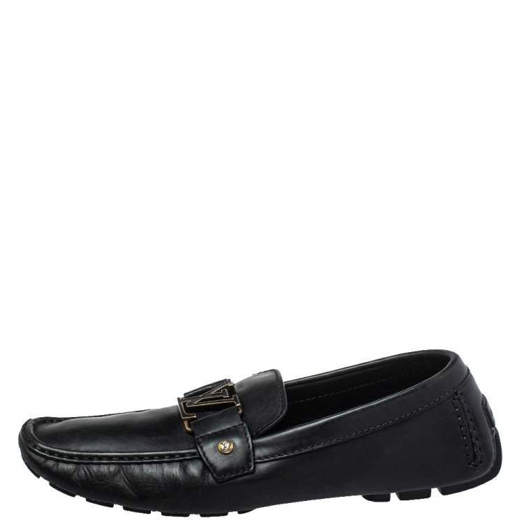 Pre Owned Louis Vuitton Black Leather Monte Carlo Loafers Size 42.5