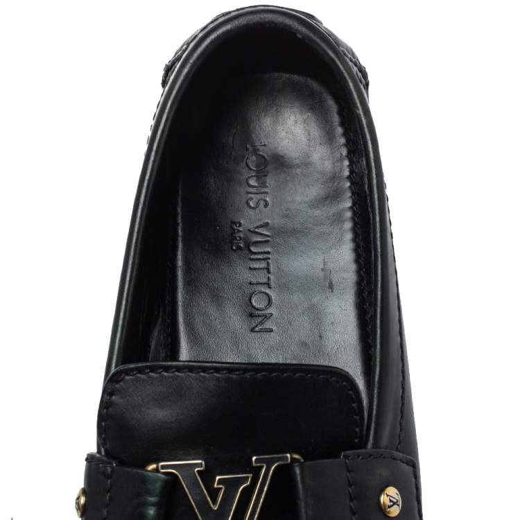 Pre Owned Louis Vuitton Black Leather Monte Carlo Loafers Size 42.5