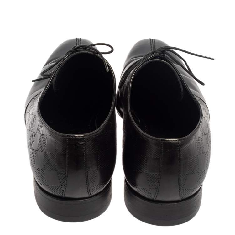 Pre Owned  Louis Vuitton Black Damier Leather Lace Up Oxfords Size 43