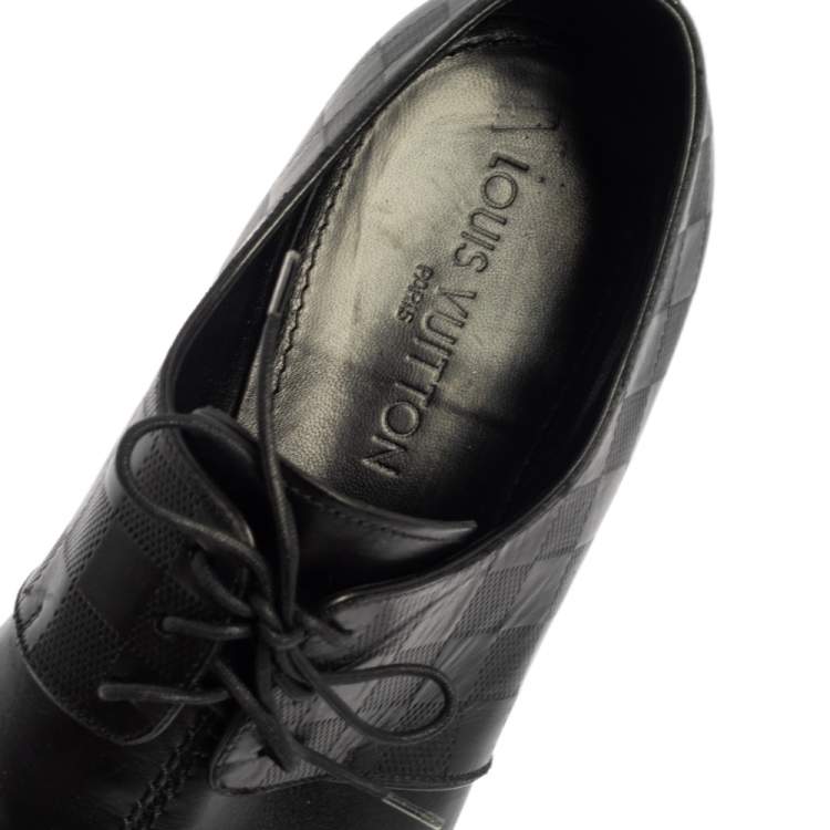 Pre Owned  Louis Vuitton Black Damier Leather Lace Up Oxfords Size 43