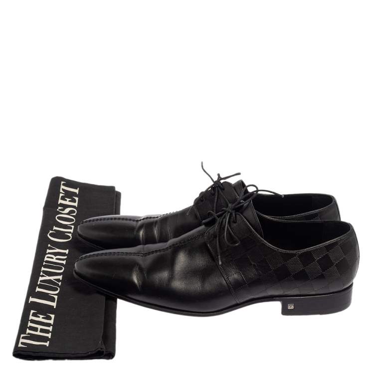 Pre Owned  Louis Vuitton Black Damier Leather Lace Up Oxfords Size 43
