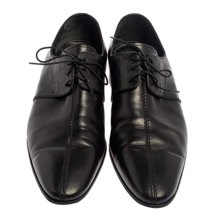 Pre Owned  Louis Vuitton Black Damier Leather Lace Up Oxfords Size 43