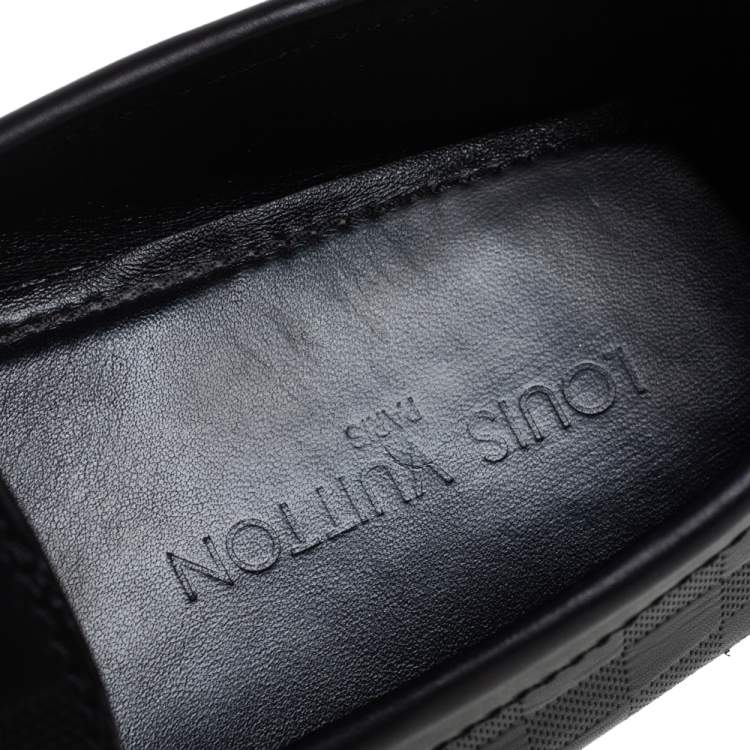 Pre Owned Louis Vuitton Black Damier Leather Hockenheim Loafers Size 45