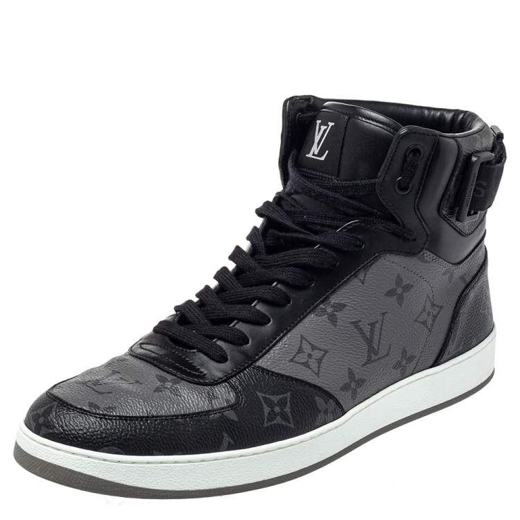 Louis Vuitton Black/Grey Monogram Canvas Rivoli High Top Sneakers Size 44 Louis  Vuitton