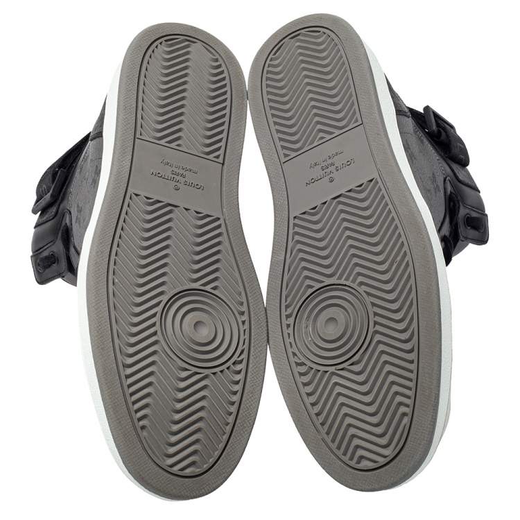 Pre Owned Louis Vuitton Black/Grey Monogram Canvas Rivoli High Top Sneakers Size 43