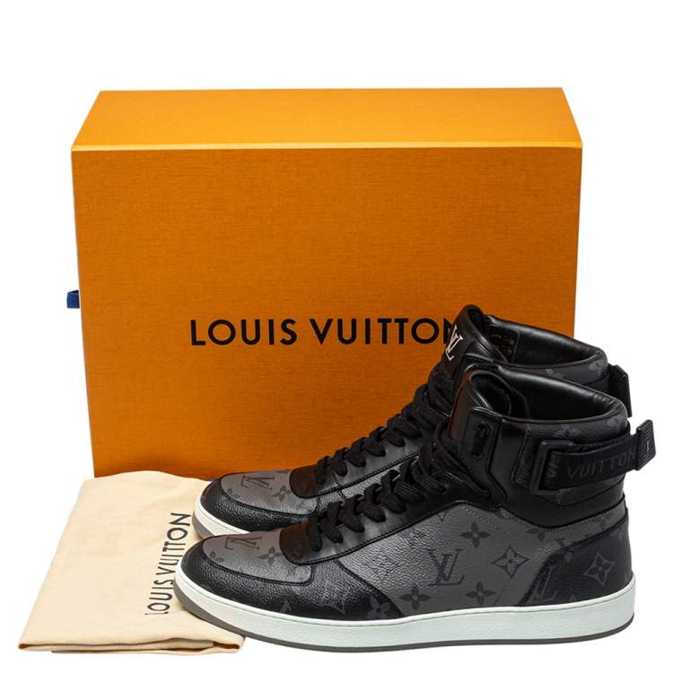Pre Owned Louis Vuitton Black/Grey Monogram Canvas Rivoli High Top Sneakers Size 43