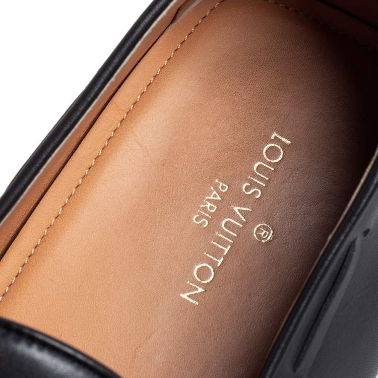Pre Owned Louis Vuitton Grey Leather Imola Tassel Slip On Loafers Size 42.5