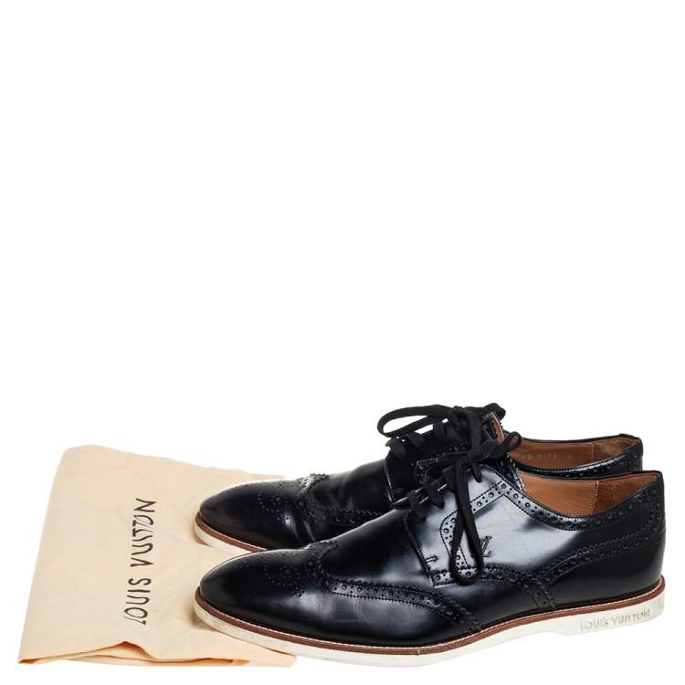 Pre Owned Louis Vuitton Black Brogue Leather Lace Up Derby Size 43