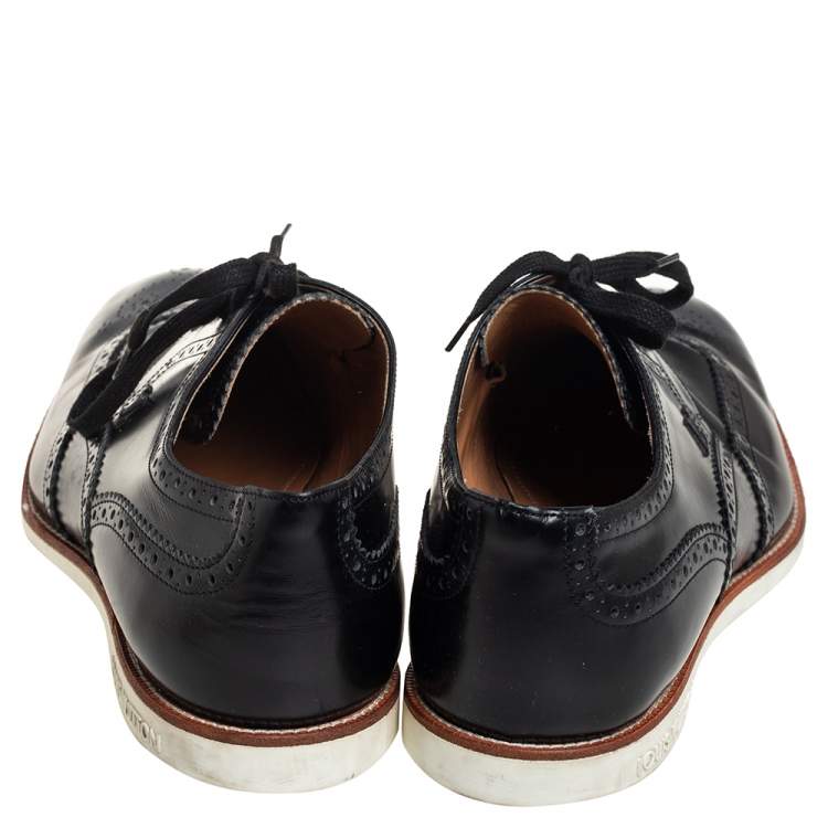 Pre Owned Louis Vuitton Black Brogue Leather Lace Up Derby Size 43
