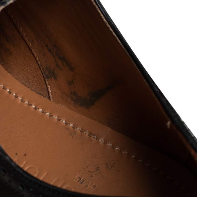 Pre Owned Louis Vuitton Black Brogue Leather Lace Up Derby Size 43