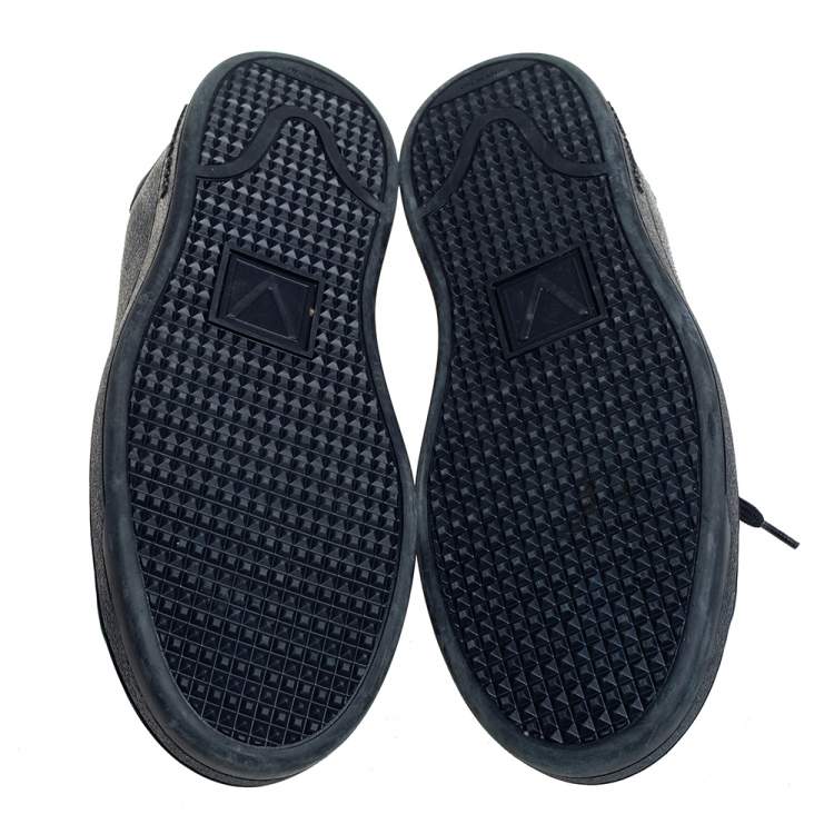 Pre Owned Louis Vuitton Blue Damier Cobalt And Leather Frontrow Low Top Sneakers Size 41