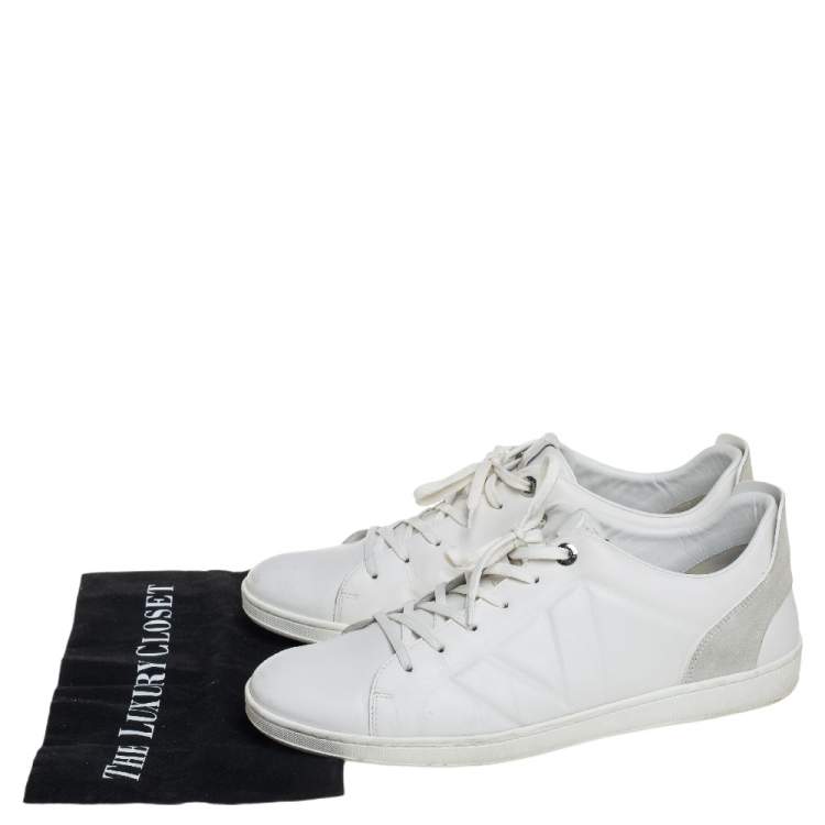 Pre Owned Louis Vuitton White Leather And Suede Low Top Sneakers Size 44.5