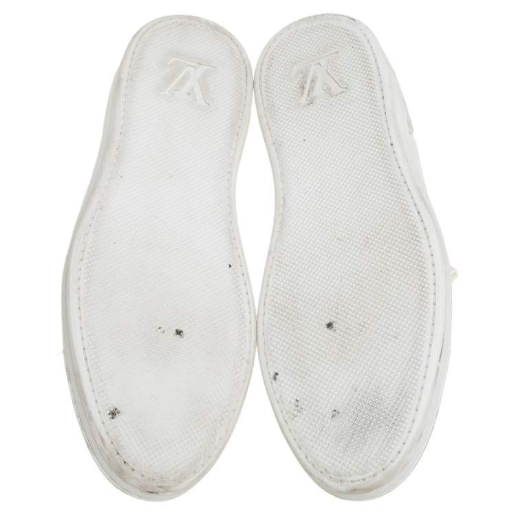 Pre Owned Louis Vuitton White Leather And Suede Low Top Sneakers Size 44.5