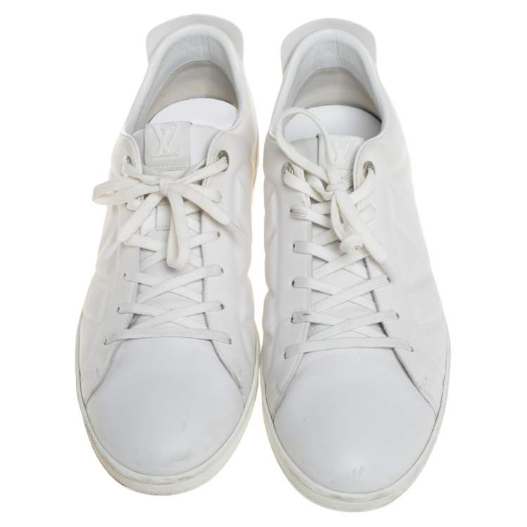 Pre Owned Louis Vuitton White Leather And Suede Low Top Sneakers Size 44.5