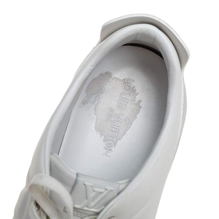 Pre Owned Louis Vuitton White Leather And Suede Low Top Sneakers Size 44.5