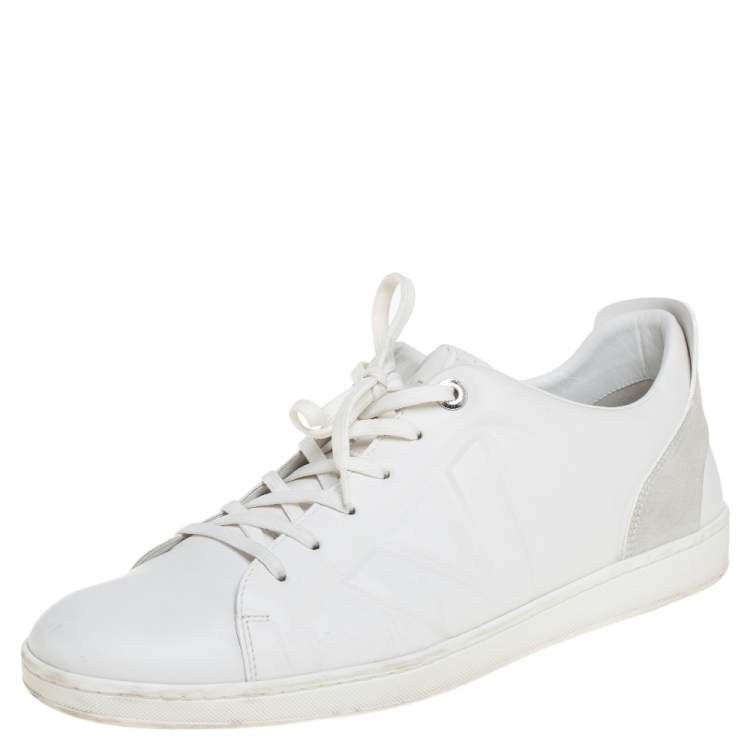 Louis Vuitton White Leather And Suede Low Top Sneakers Size 44.5 - ShopStyle
